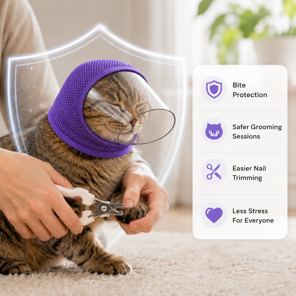 SafePaws Breathable Cat Grooming & Recovery Hood - Image 3