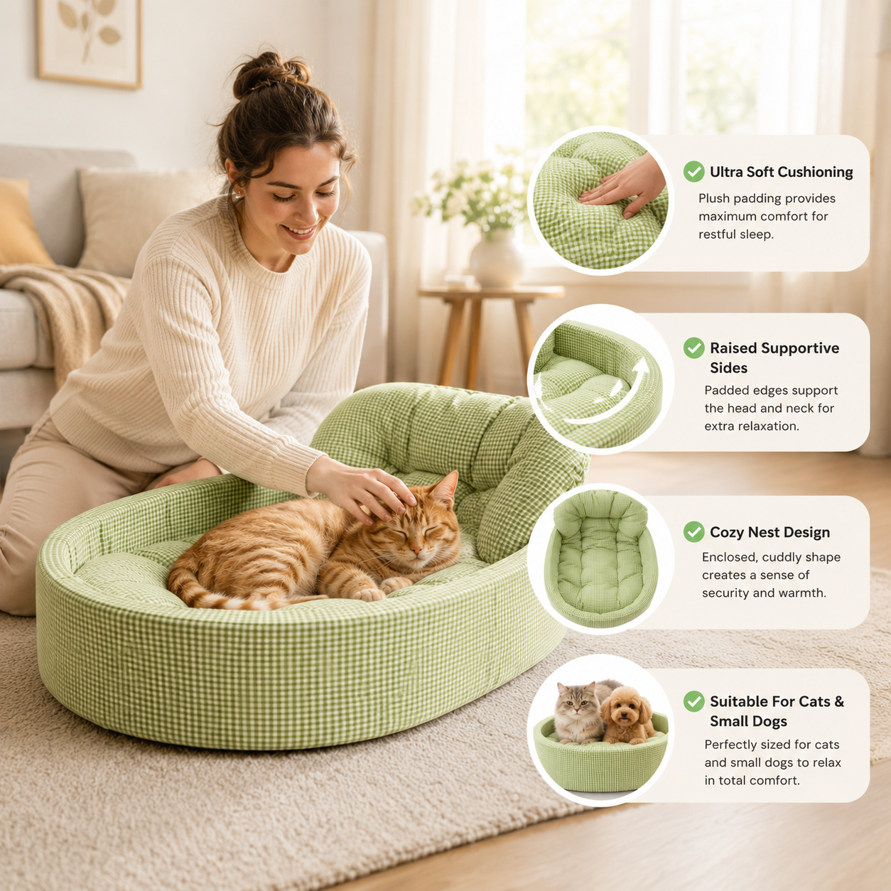 SnuggleNest Cosy Plush Pet Bed with Raised Sides - Image 4