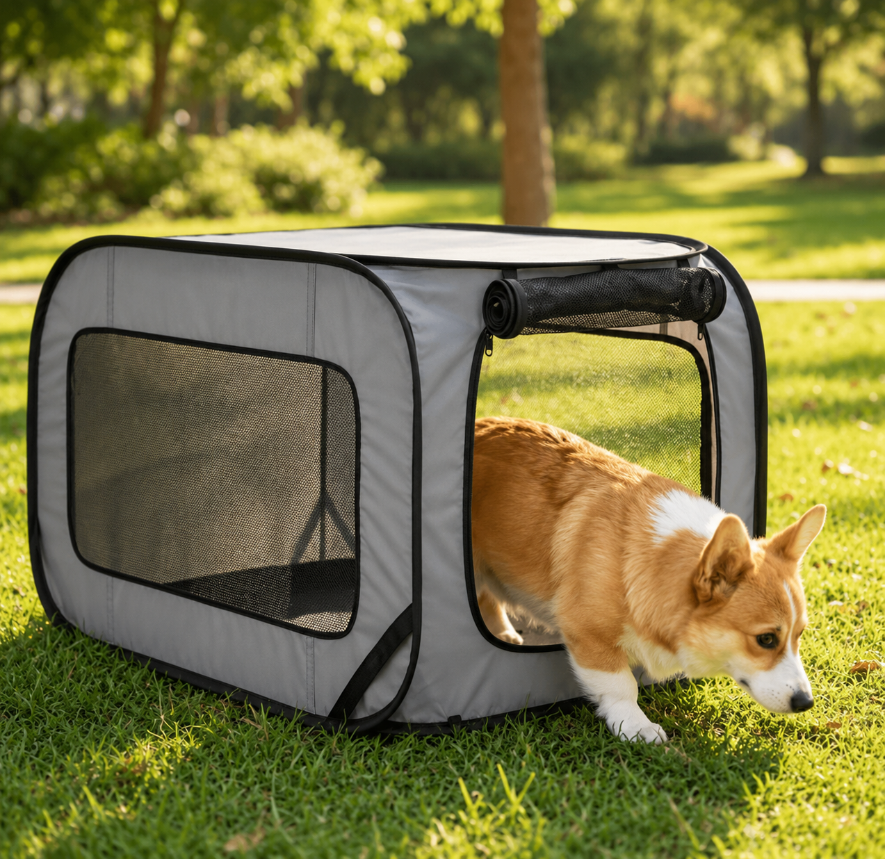 TravelNest Foldable Travel Pet Crate with Mesh Panels - Image 4