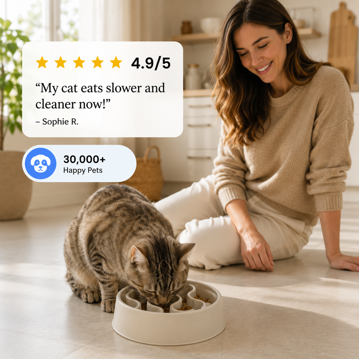 SplashFree Anti-Mess Slow Feeder Bowl for Cats - Image 2