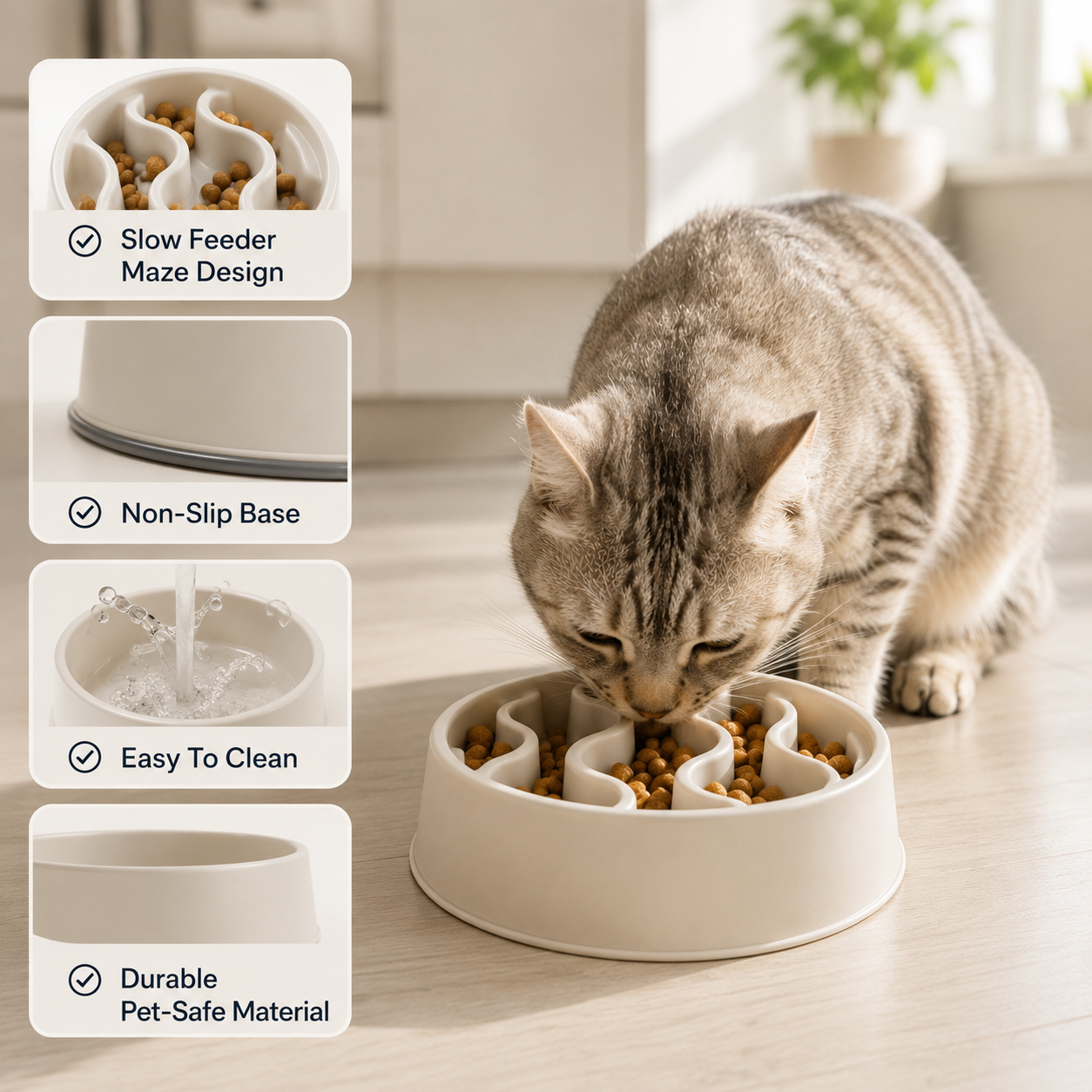 SplashFree Anti-Mess Slow Feeder Bowl for Cats - Image 3