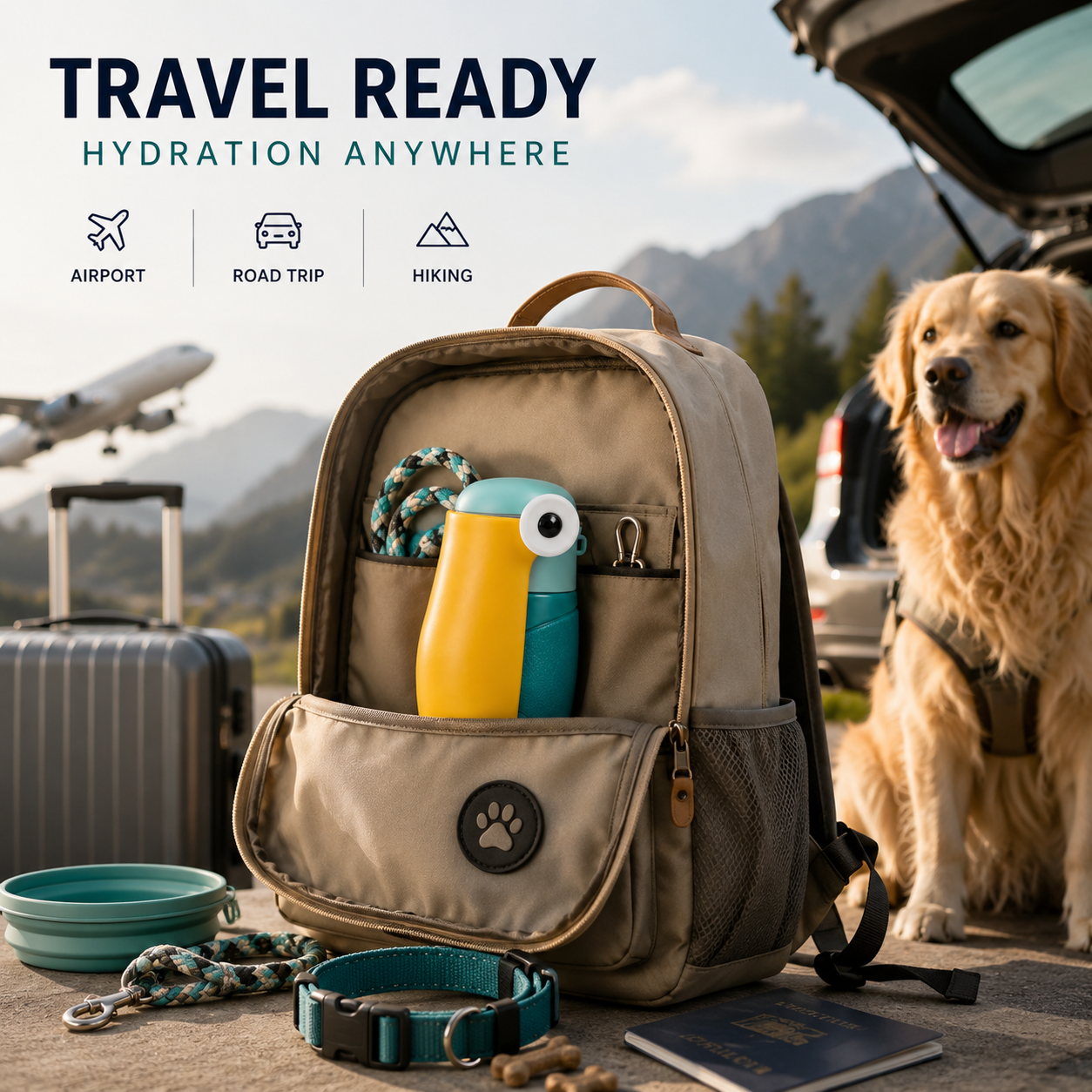 AquaPaw One-Hand Dog Water Bottle with Built-In Drinking Trough - Image 6