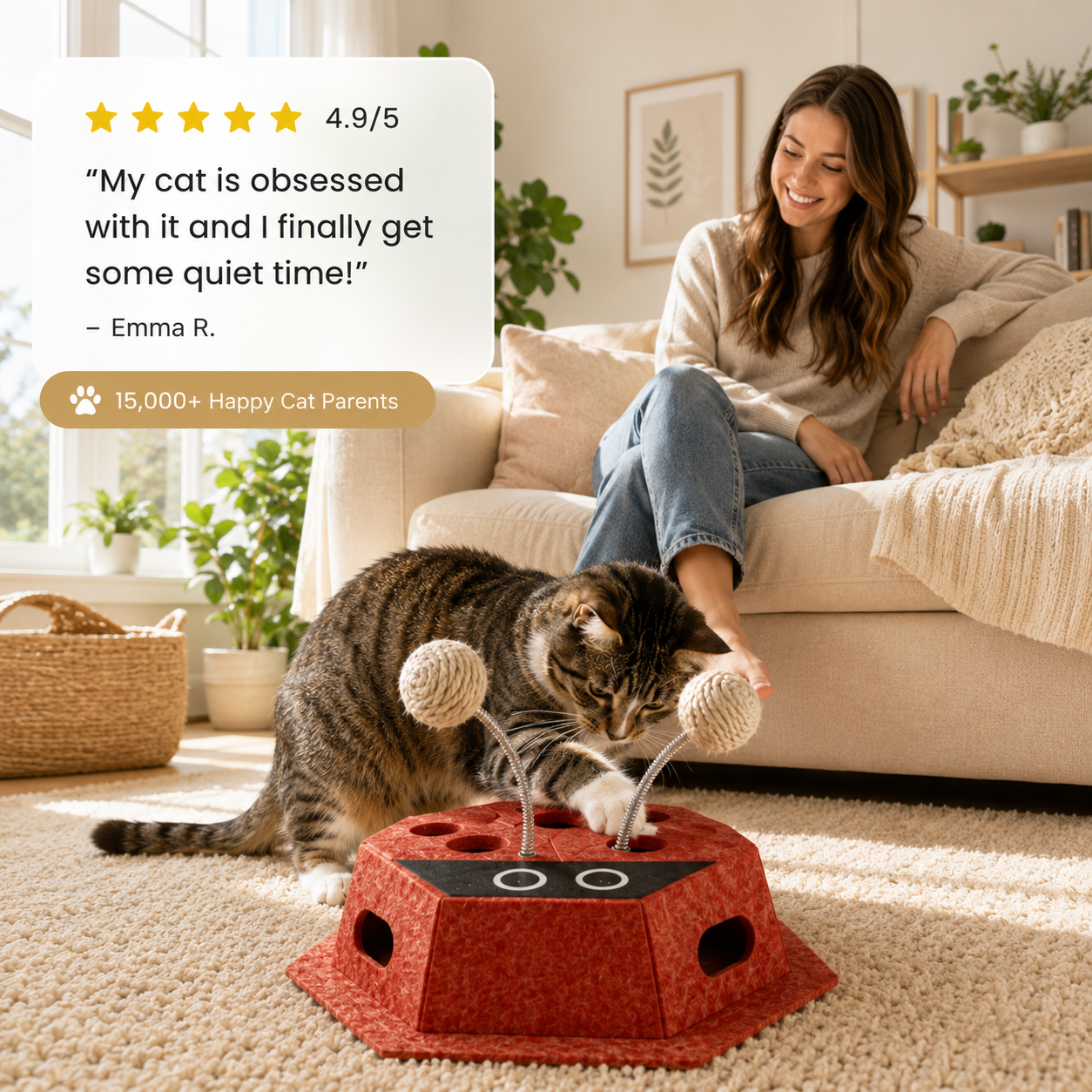 WhiskerQuest Interactive Cat Puzzle Toy with Teaser Balls - Image 2
