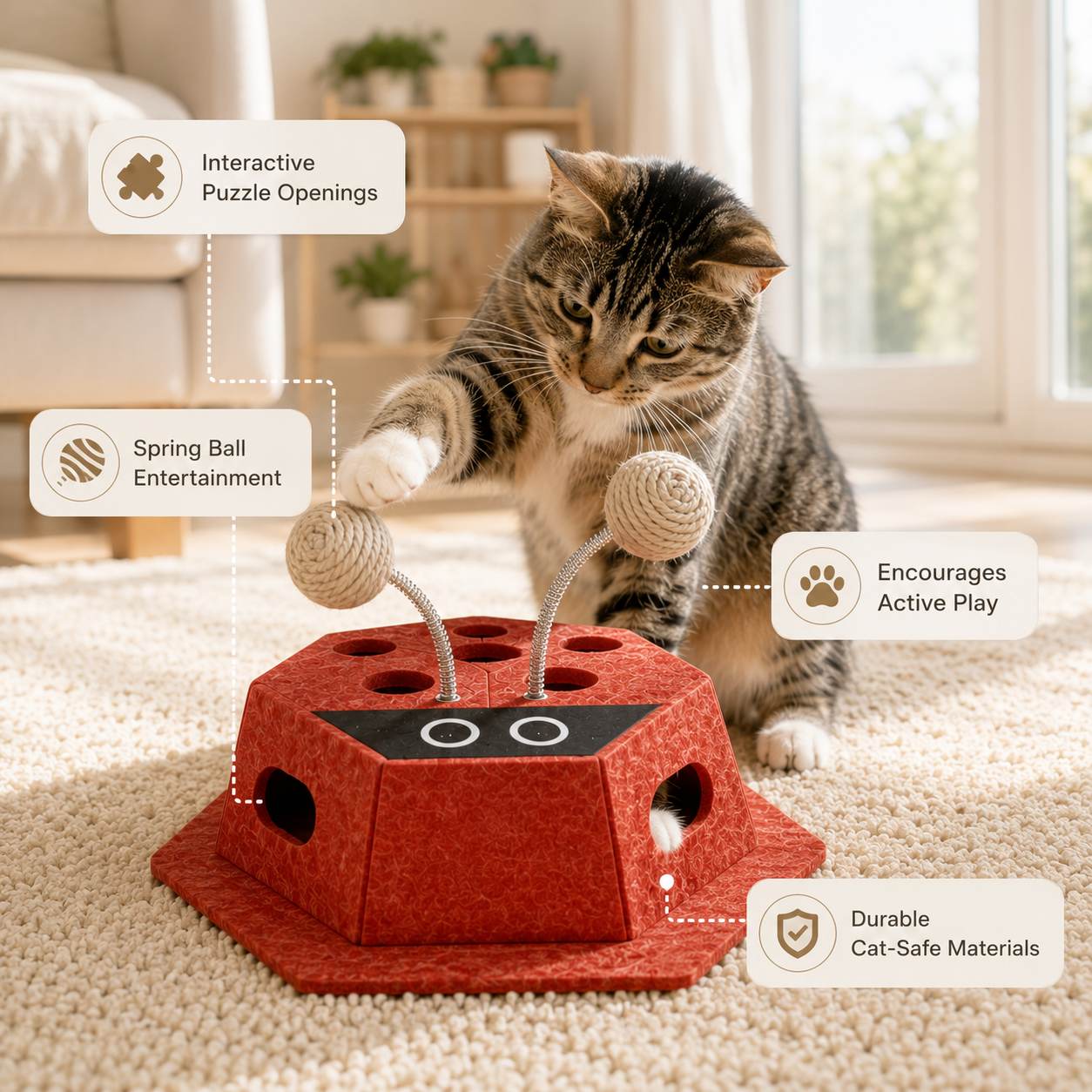 WhiskerQuest Interactive Cat Puzzle Toy with Teaser Balls - Image 4
