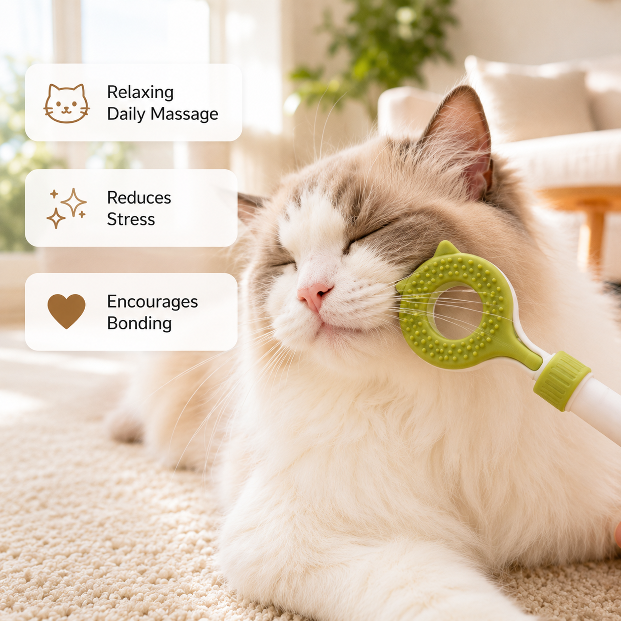 WhiskerWand Cat Grooming & Massage Wand with Extendable Handle - Image 3
