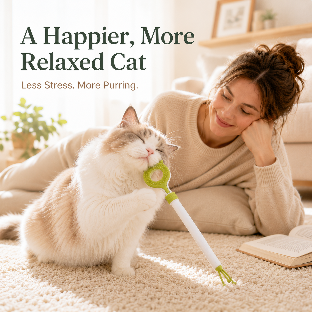WhiskerWand Cat Grooming & Massage Wand with Extendable Handle - Image 6
