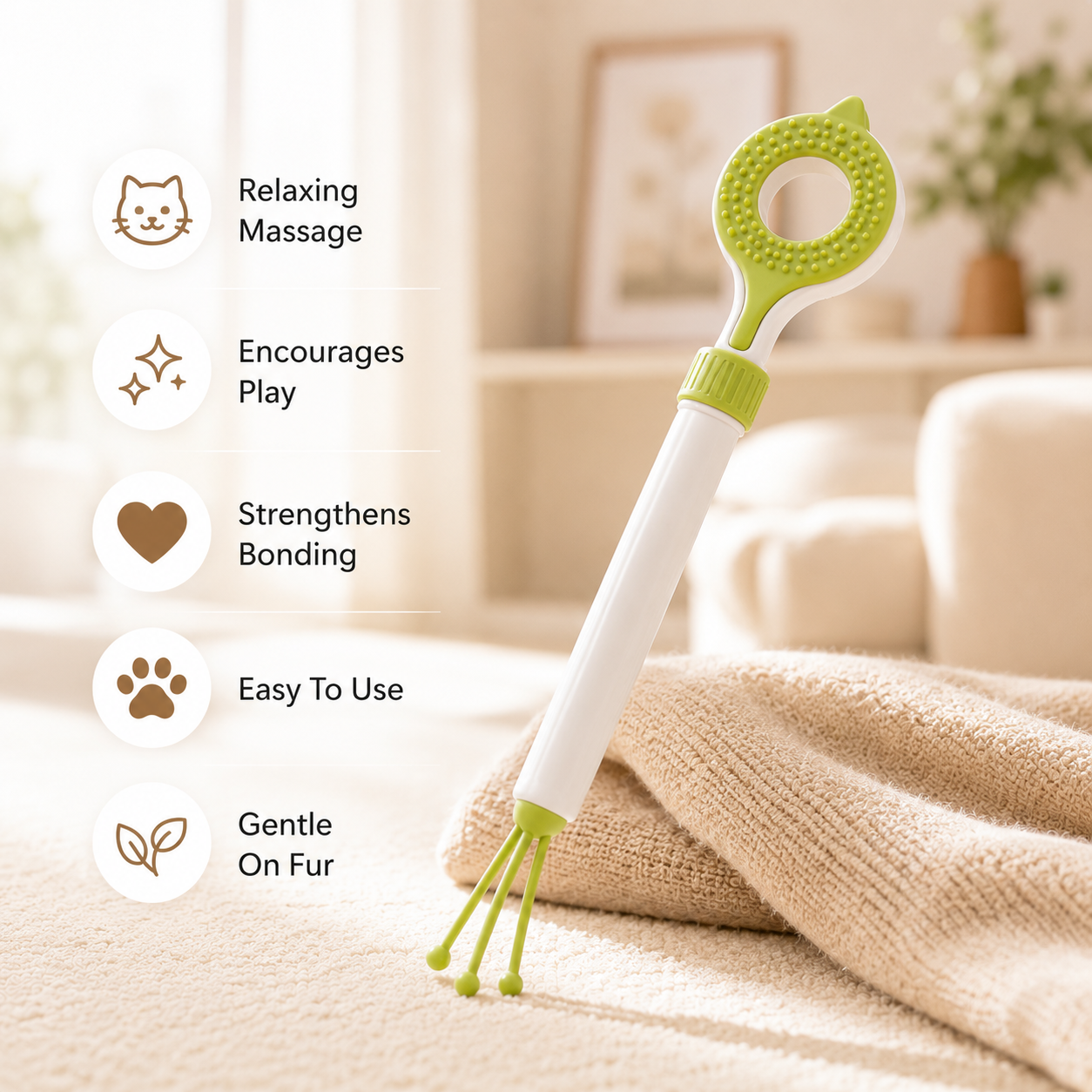 WhiskerWand Cat Grooming & Massage Wand with Extendable Handle - Image 7